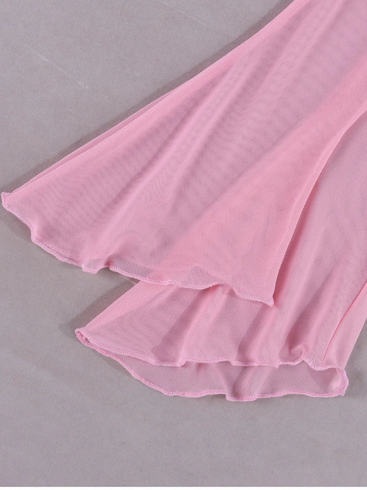 Sexy Hollow Out Bandage Mini Dress With Full Sleeves