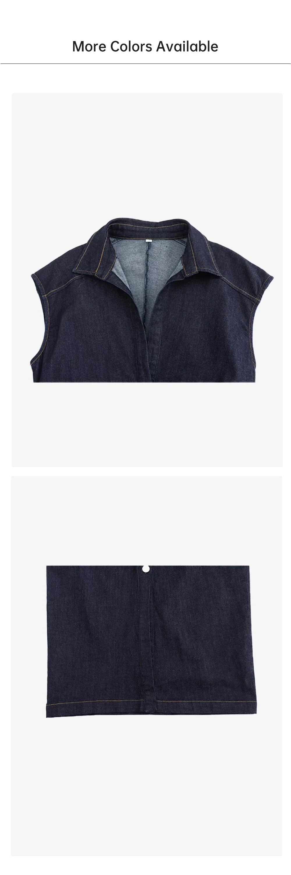 Casual Sleeveless Shirt Dress For Women Flip Collar Midi