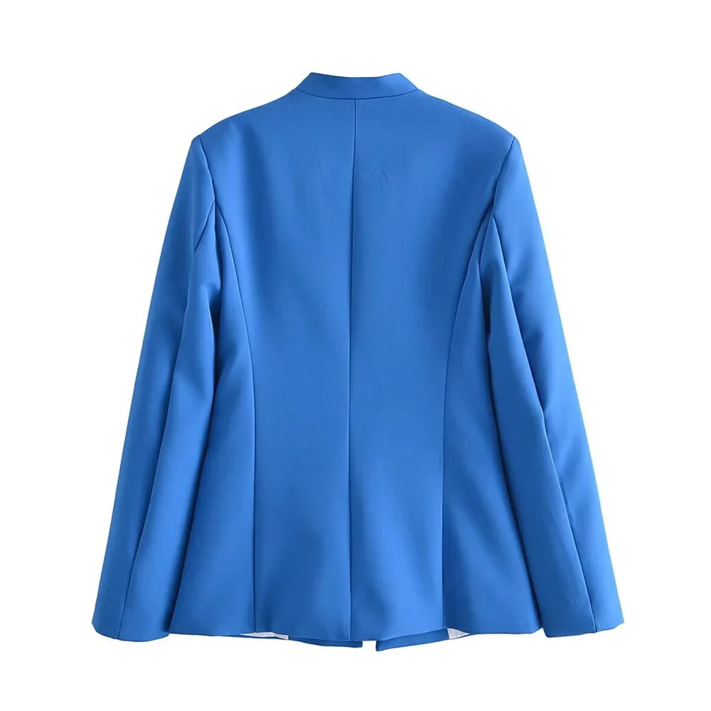 Women's Solid Color Suit Set with Buckle Free Belt Design for Spring and Summer Fashion