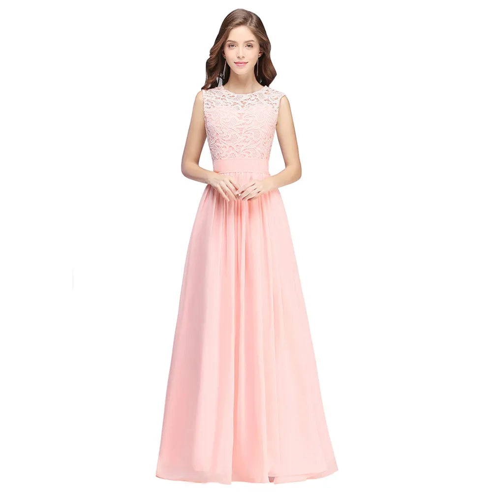 Boho Maxi Dress 3D Floral Lace Chiffon Coral For Women