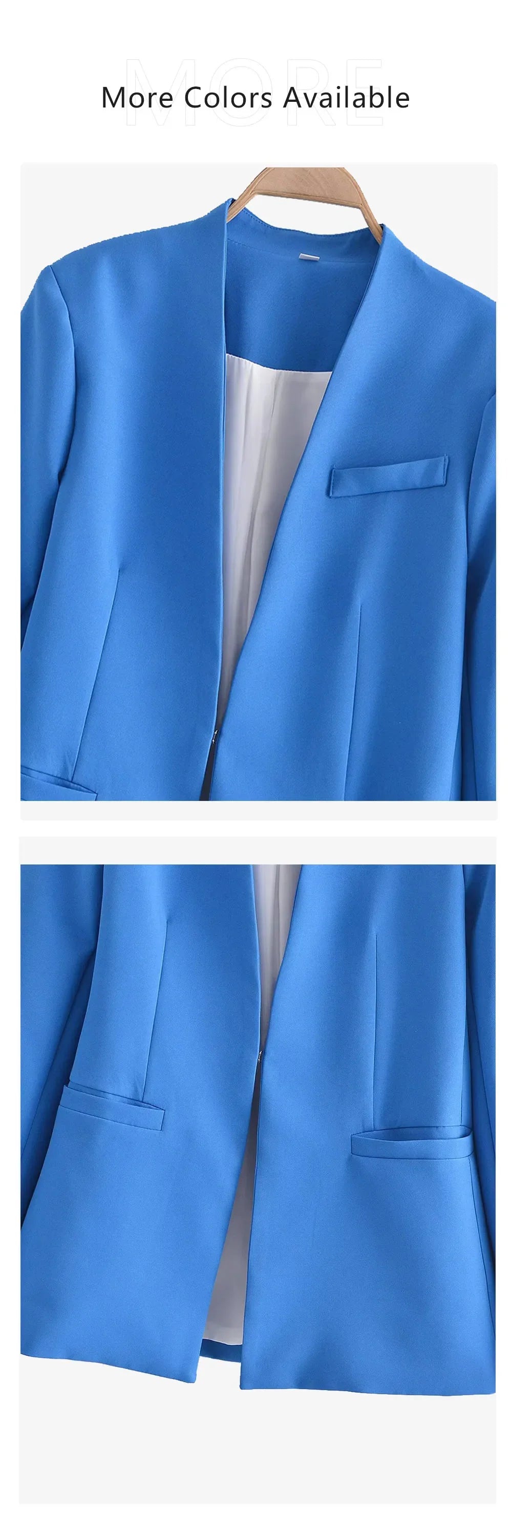 Women's Solid Color Suit Set with Buckle Free Belt Design for Spring and Summer Fashion