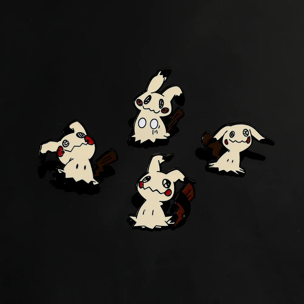 Cartoon Animal Enamel Pin Brooch Set 4 Pcs Fun Mimikyu Jewelry for Backpack Wallet and Clothes Accessories