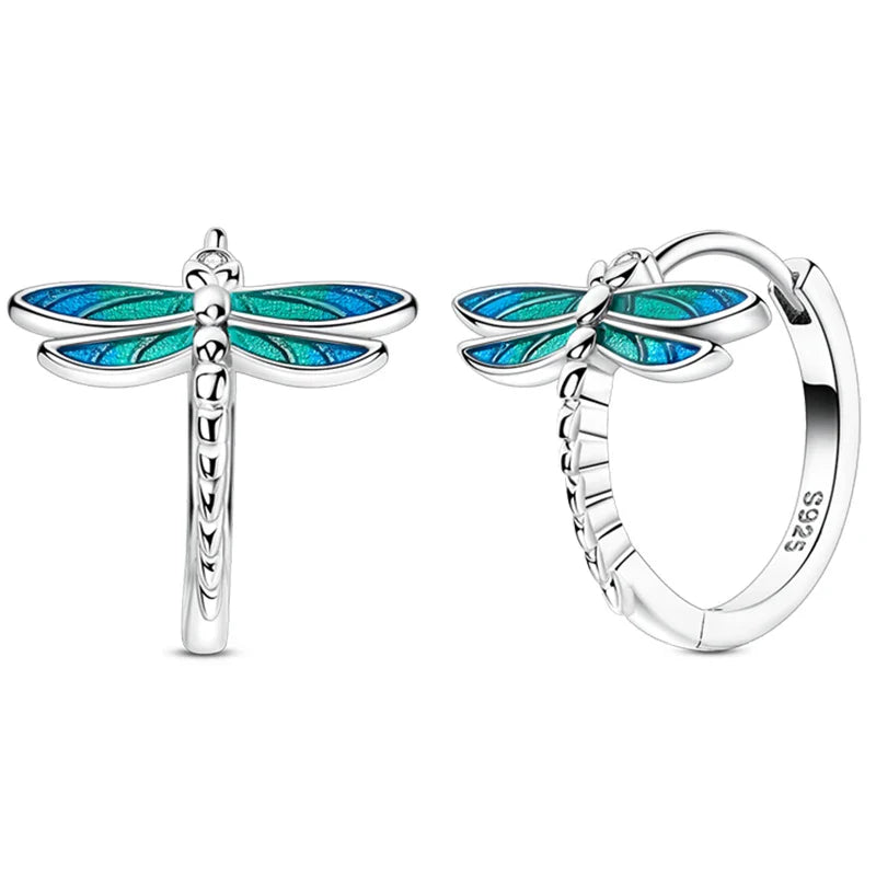 Colorful Butterfly Bee Ladybug Rainbow Flower Earrings in 925 Sterling Silver for Women Fashion Jewelry Gifts