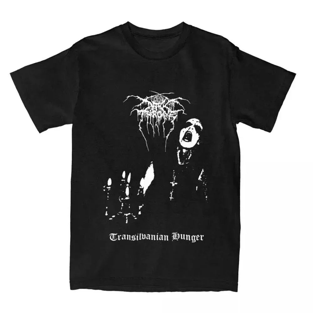 Men Women Vintage Darkthrone Transilvanian Hunger Black Metal Band T Shirt Pure Cotton Large Size