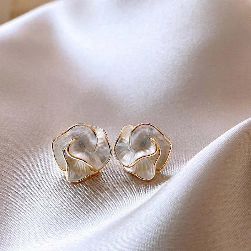 Delicate Camellia Flower Stud Earrings for Women Elegant Daily Jewelry Gift