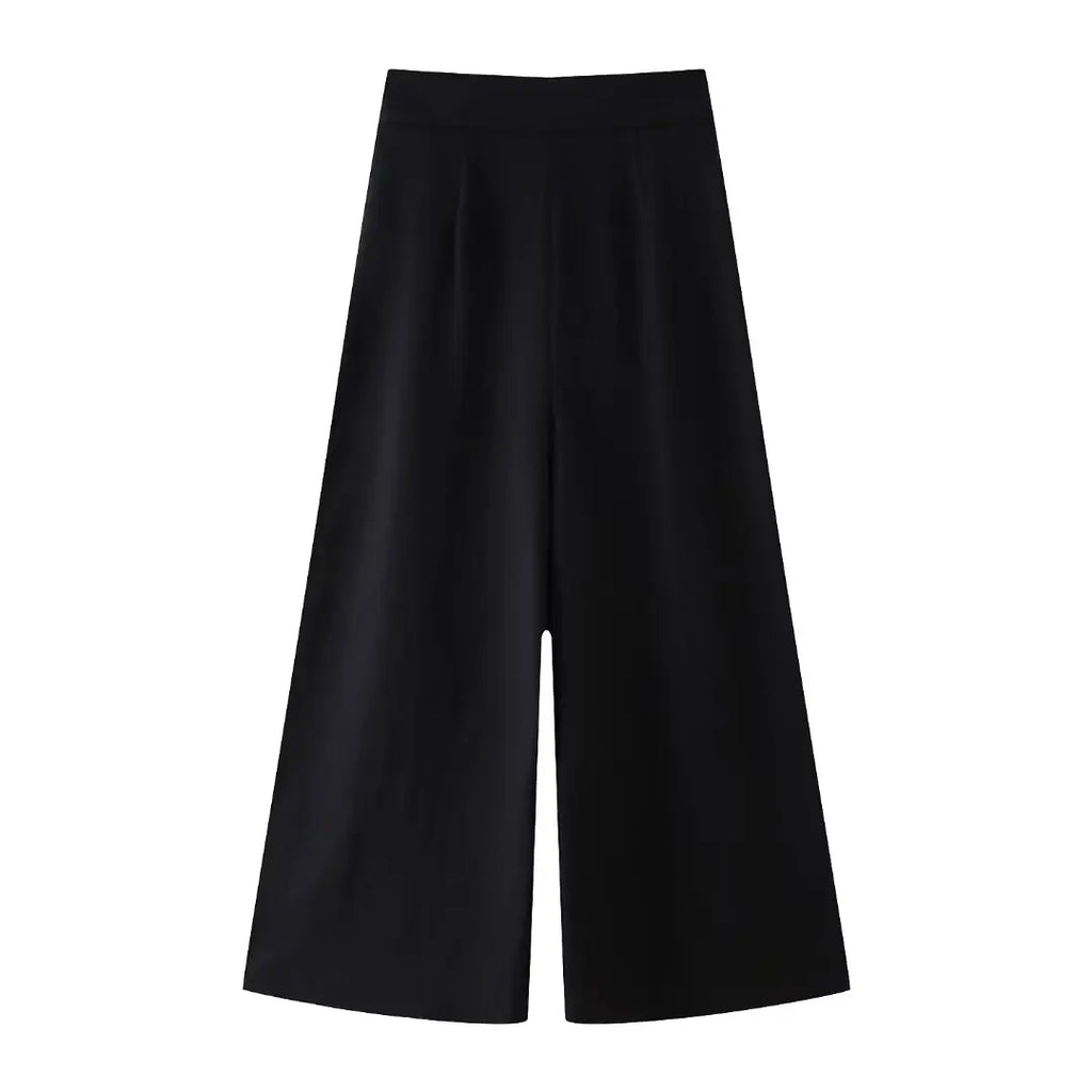 Summer Women's Casual Two-Piece Suit with Lace-Up Tank Top and Pleated Loose Trousers