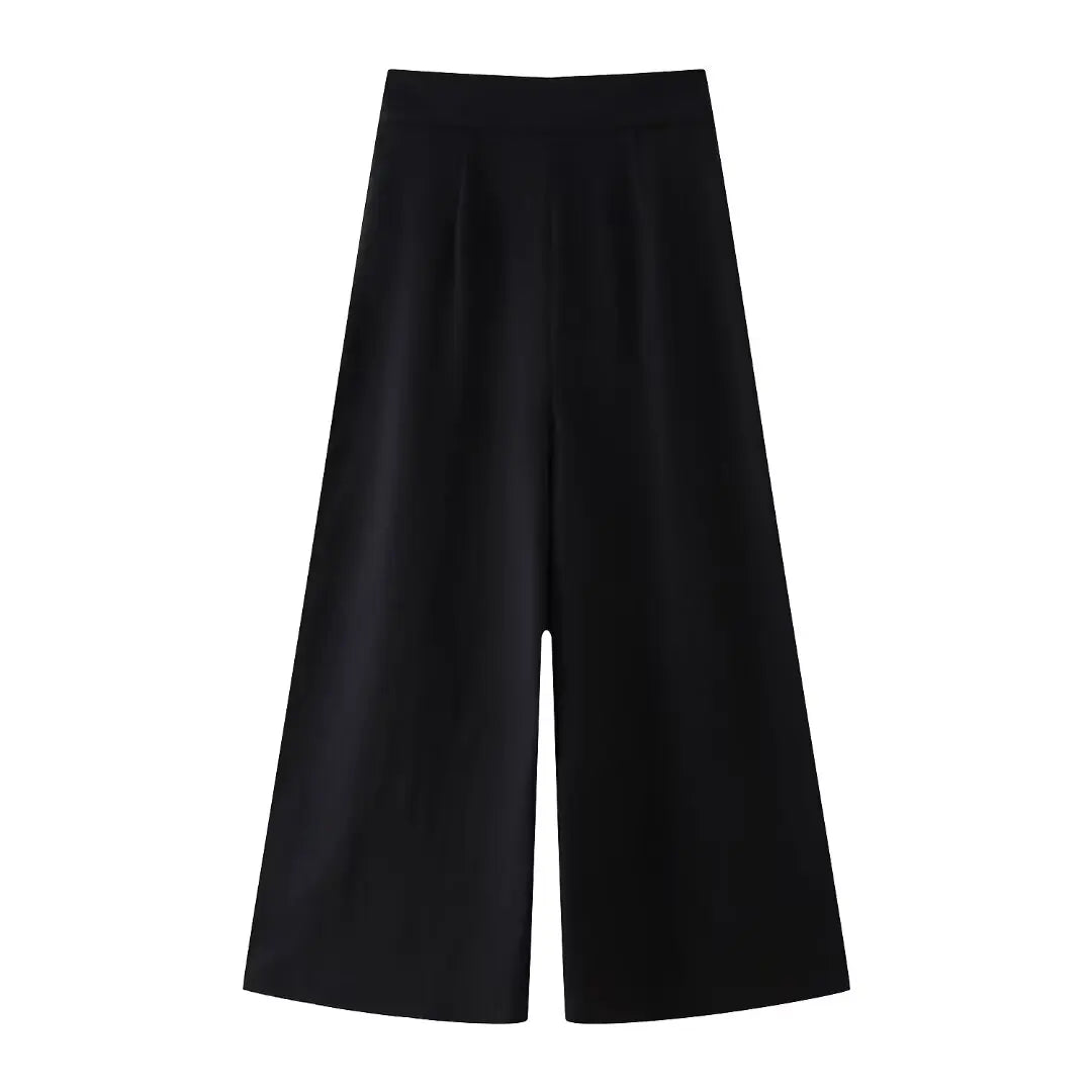 Summer Women's Casual Two-Piece Suit with Lace-Up Tank Top and Pleated Loose Trousers