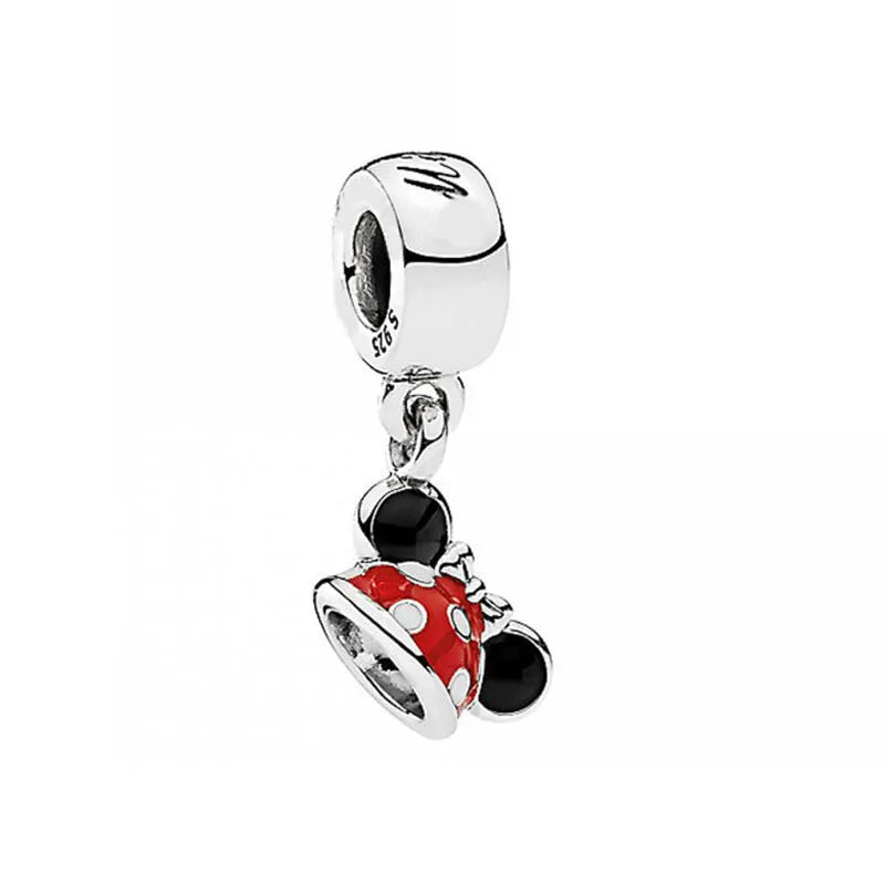 Disney 925 Sterling Silver DIY Charm Compatible With 3mm Bracelets Featuring Mickey Mouse Ferris Wheel And Suitcase Designs