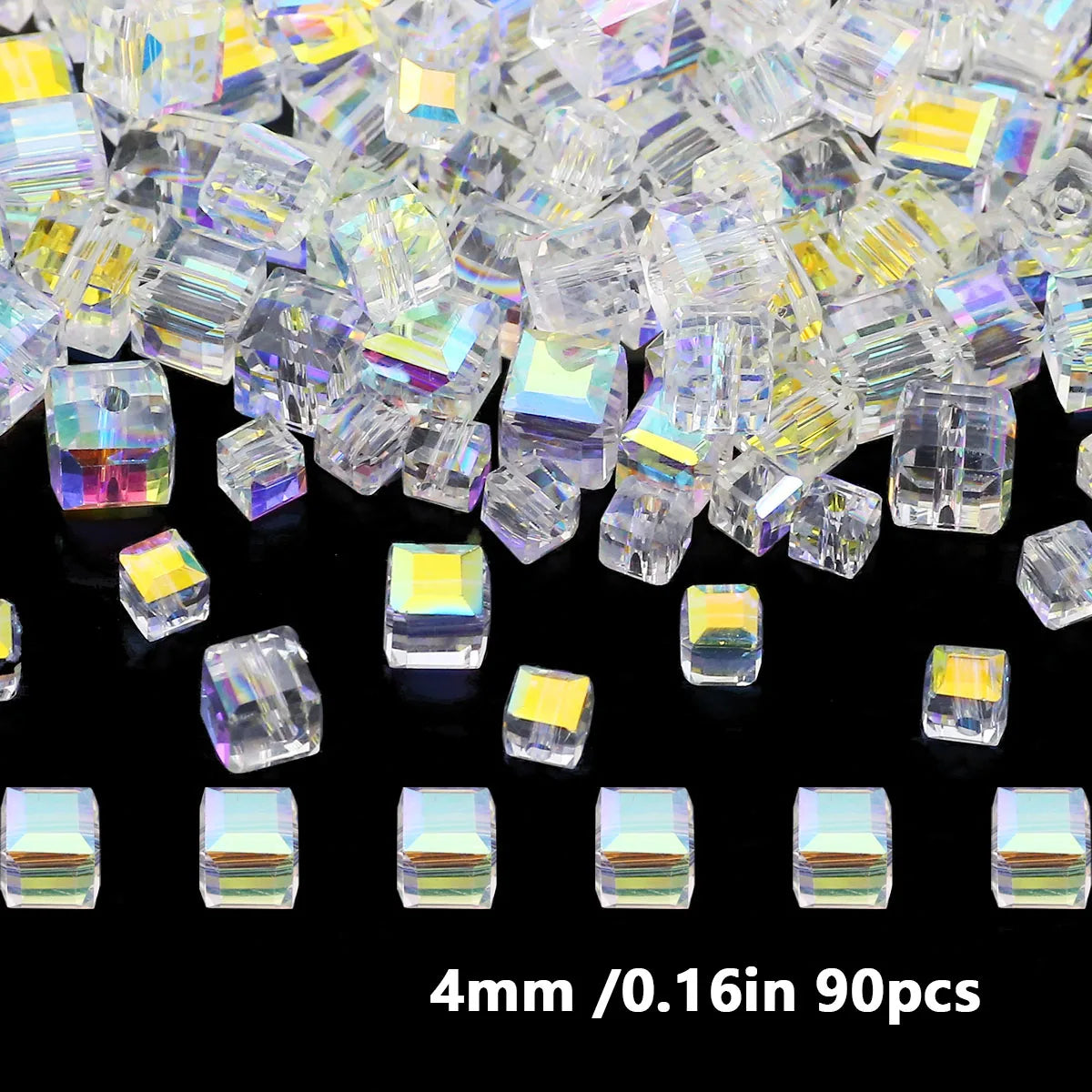 Austrian Crystal Transparent AB Glass Beads for DIY Jewelry Making in 3mm, 4mm, 6mm, 8mm Sizes