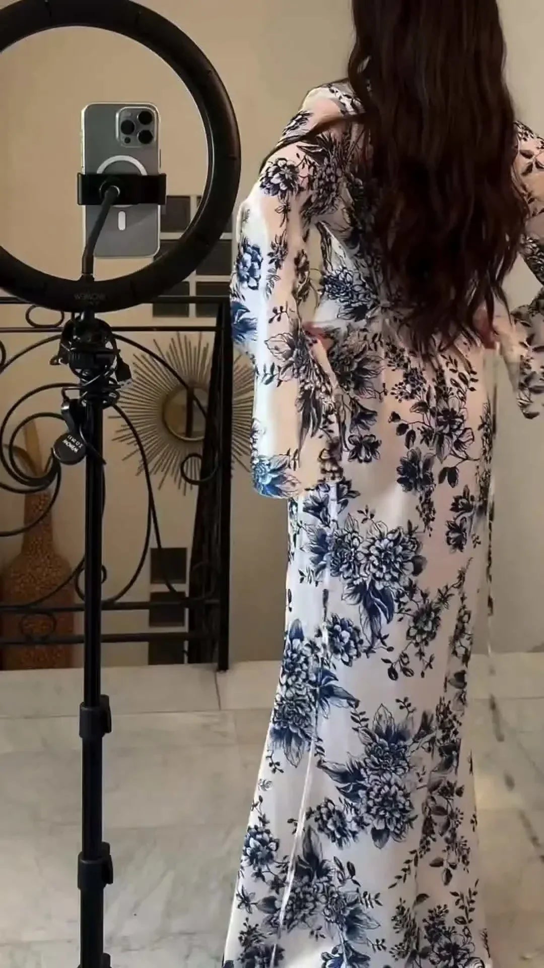 Floral Abaya Dress For Muslim Women Long Modest Robe