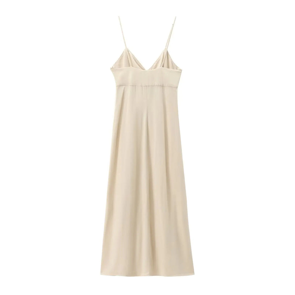 Linen Blended Suspender Dress For Women Summer French