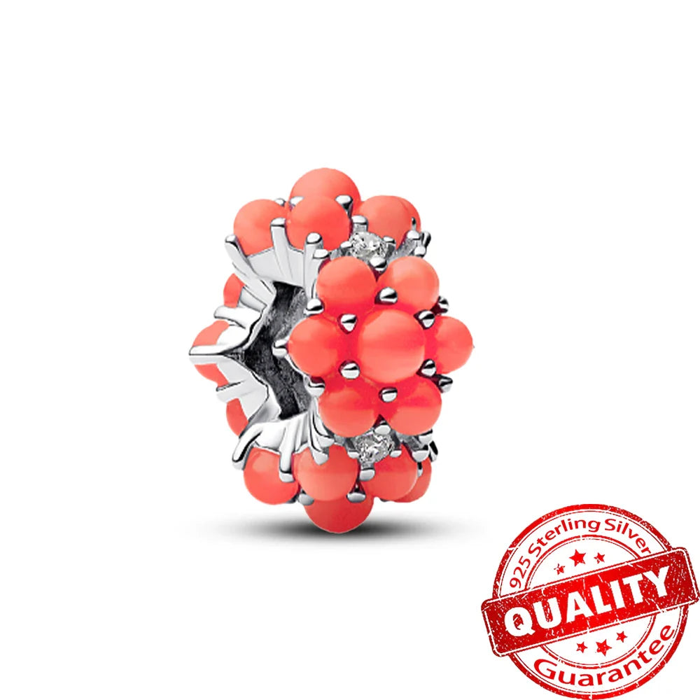 925 Sterling Silver Coral Seahorse and Lotus Fish Pendant for DIY Bracelet and Necklace Crafting