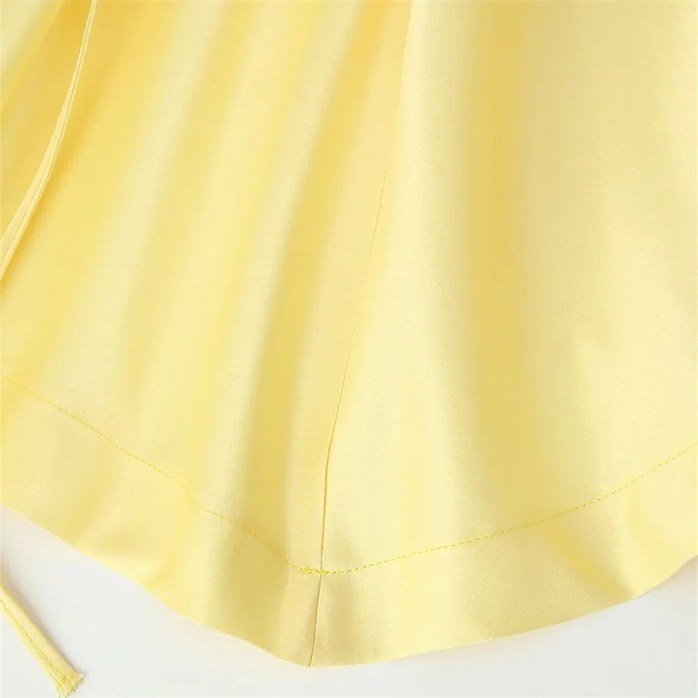 Three Dimensional Flower Satin Strap Skirt For Casual Wear