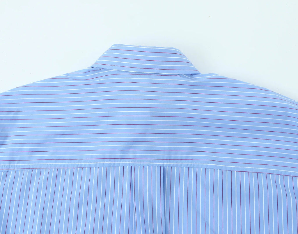 Fashionable Stripe Shirt and Wide Leg Pants Set for Women Casual Spring Outfit