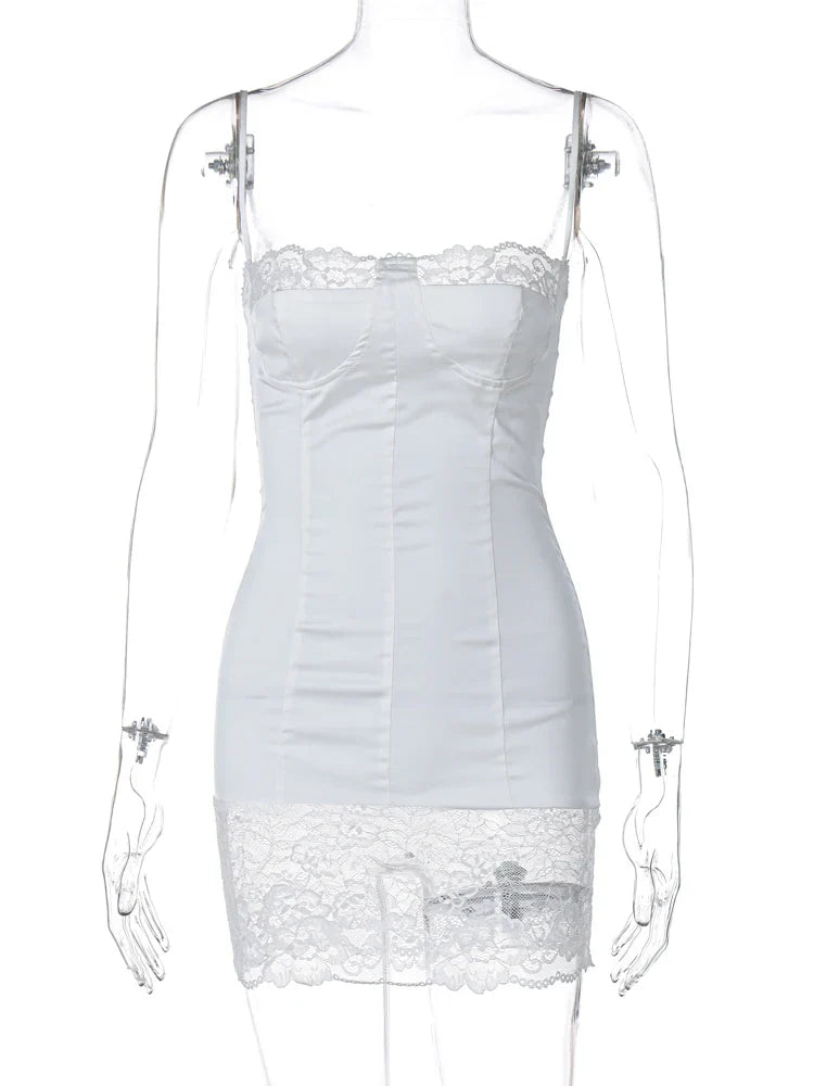 Backless Lace Patchwork Mini Dress For Women Wedding Party