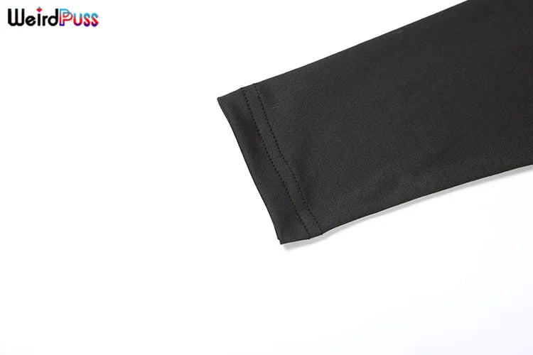 Sexy Hollow Mesh Jumpsuit for Women with Cross Bandage Ribbon, Single Shoulder Design, Full Sleeve Stretch Fit, Midnight Clubwear Overalls