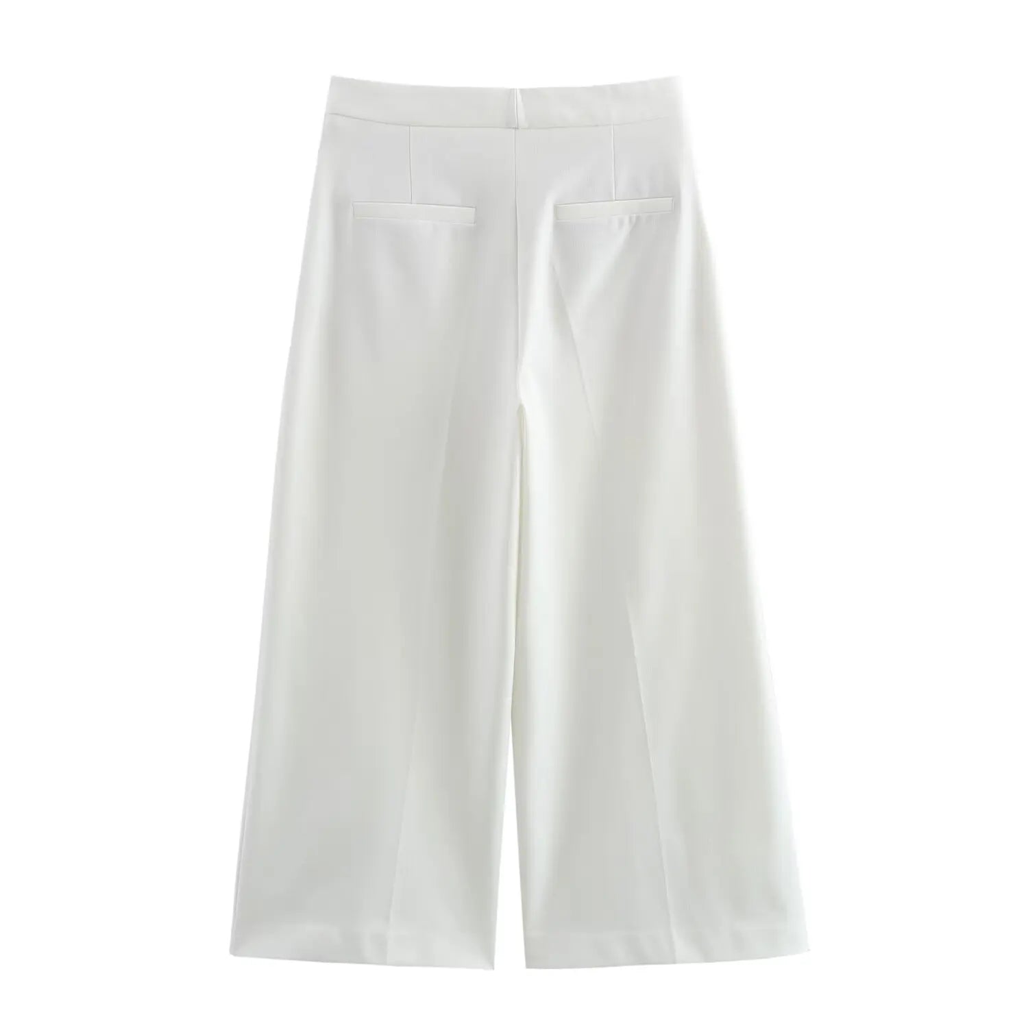 Women Chic Cropped Vest Pants Suit with Lapel and Single Button High-Waist Zip Straight-Leg Trousers Set