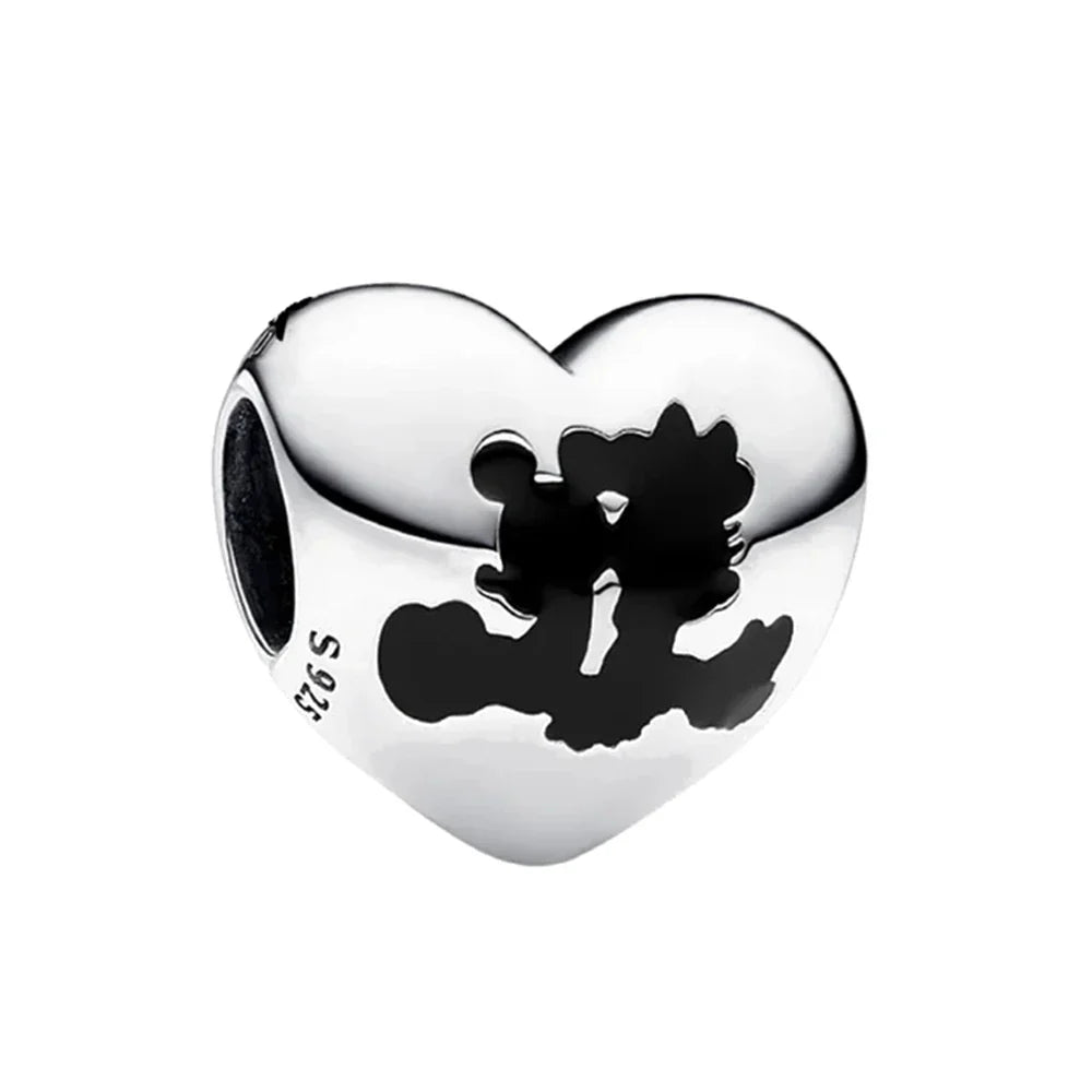925 Sterling Silver Disney Minnie Mickey Charm Bead for Original Pendant Bracelet DIY Jewelry