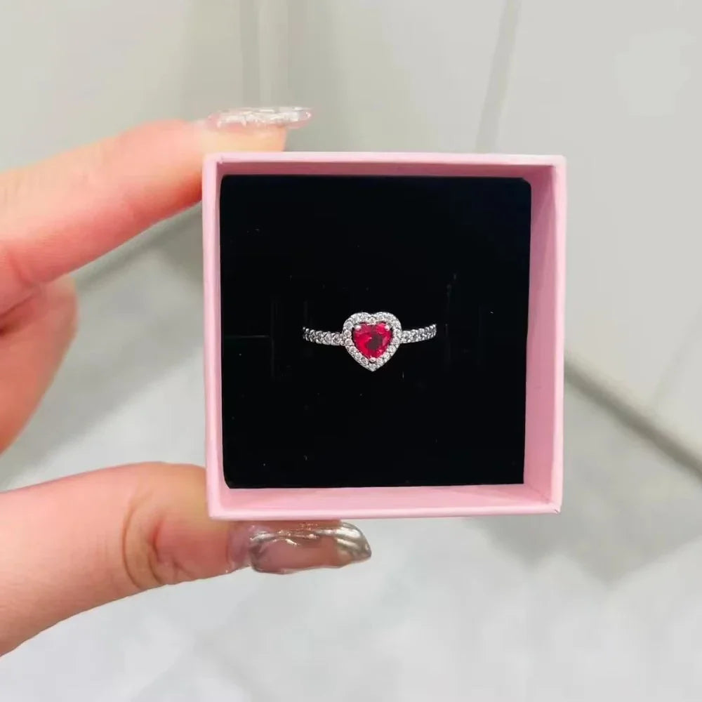 Red White Pink Crystal Rings for Women Luxury Wedding Jewelry Accessories