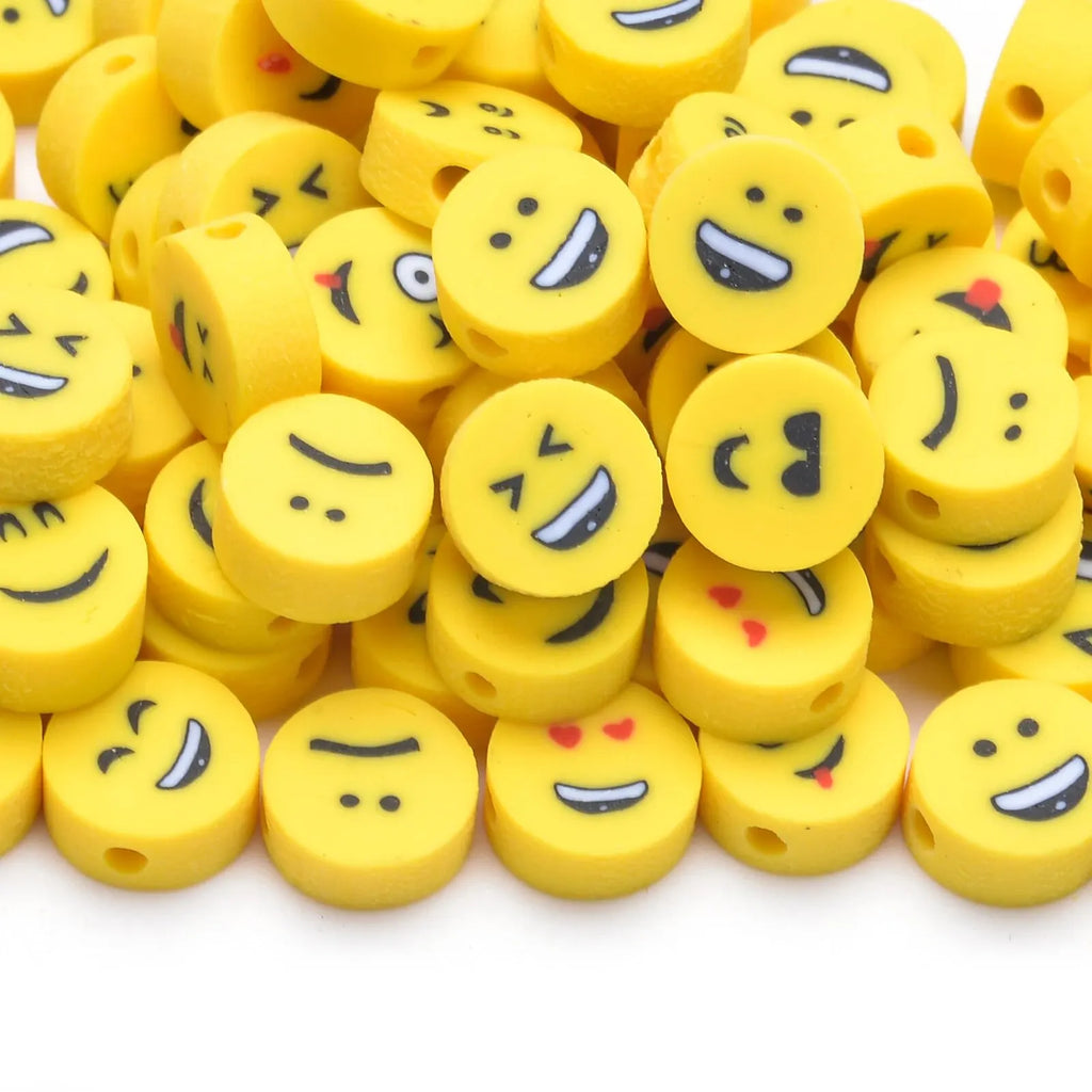 30PCS 10mm Heart Shape Polymer Clay Beads for DIY Jewelry Making and Handmade Bracelets