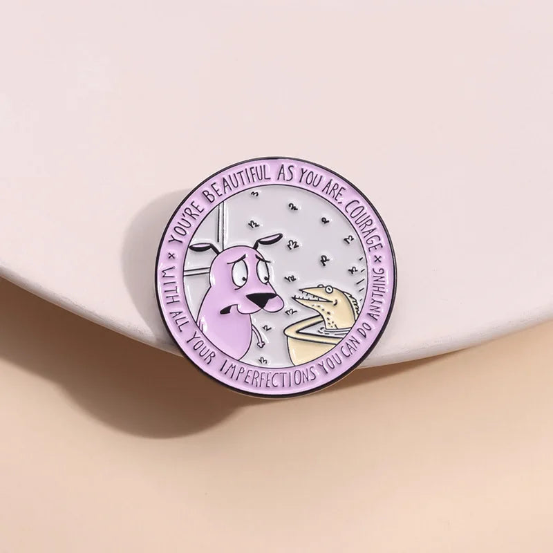 Cute Cartoon Pink Dog Enamel Pins Brooches Fashion Jewelry Accessories Gift for Kids and Friends