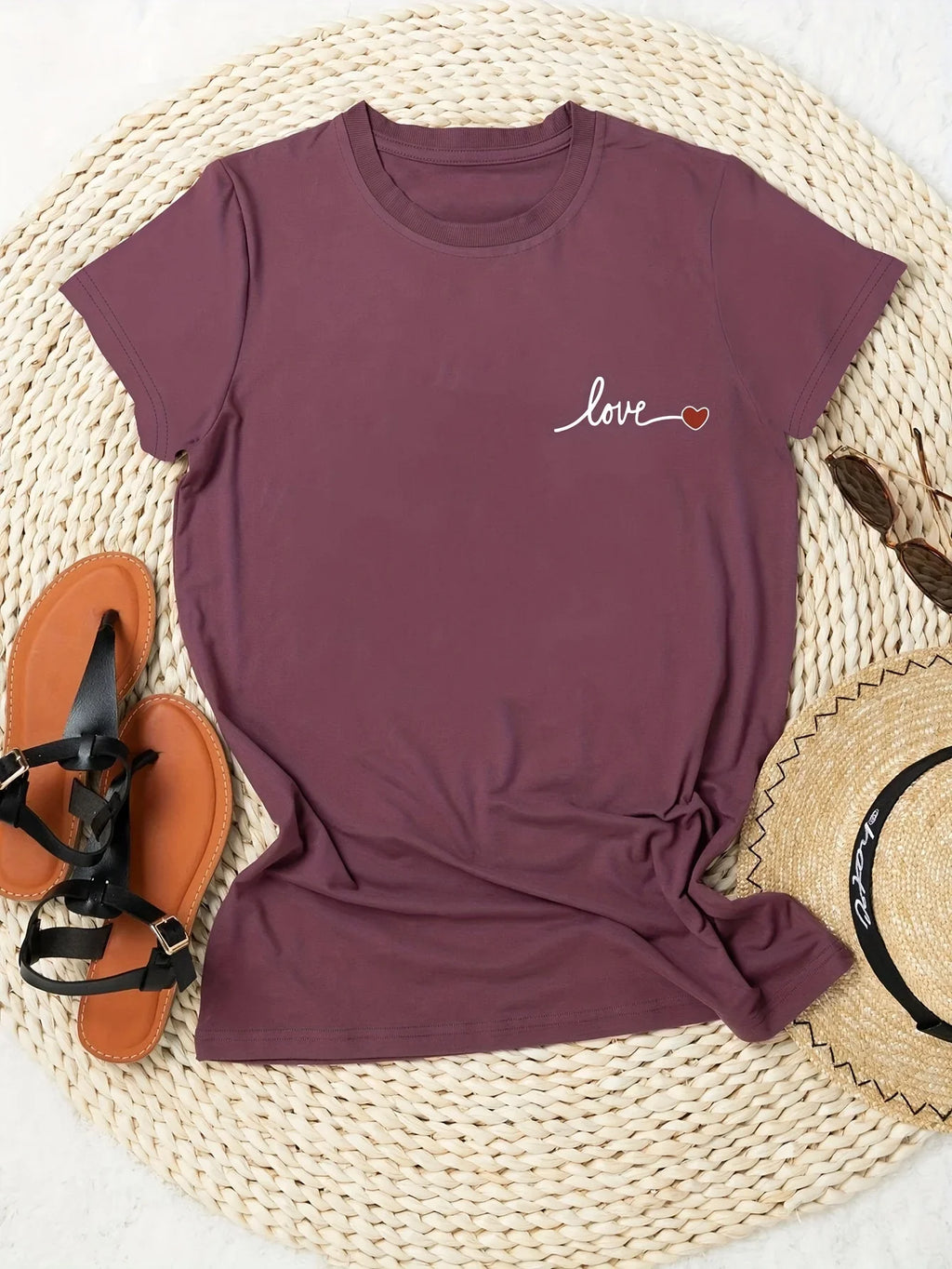 Plus Size Letter Print T-Shirt for Women, Short Sleeve Crew Neck Casual Summer Top