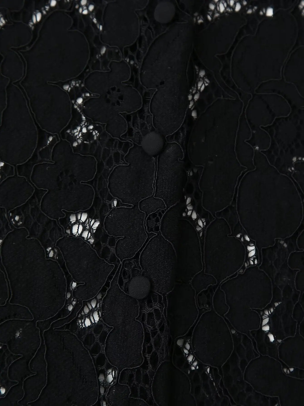 Black Lace Embroidered Short Shirt with Long Sleeves Elegant Autumn and Winter Fashion Top