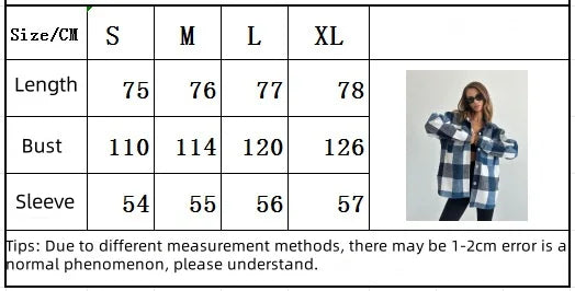 Women's Flannel Lapel Plaid Shirt Jacket Long Sleeve Button Down Thin Warm Coat Blouse for Autumn Casual Wear