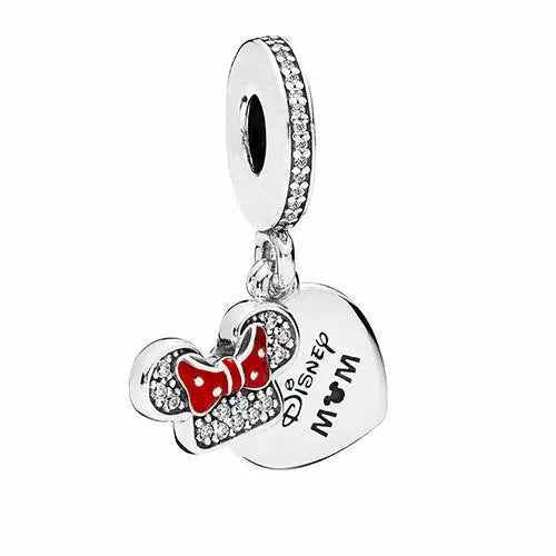 925 Sterling Silver Disney Minnie Mickey Charm Bead for Original Pendant Bracelet DIY Jewelry