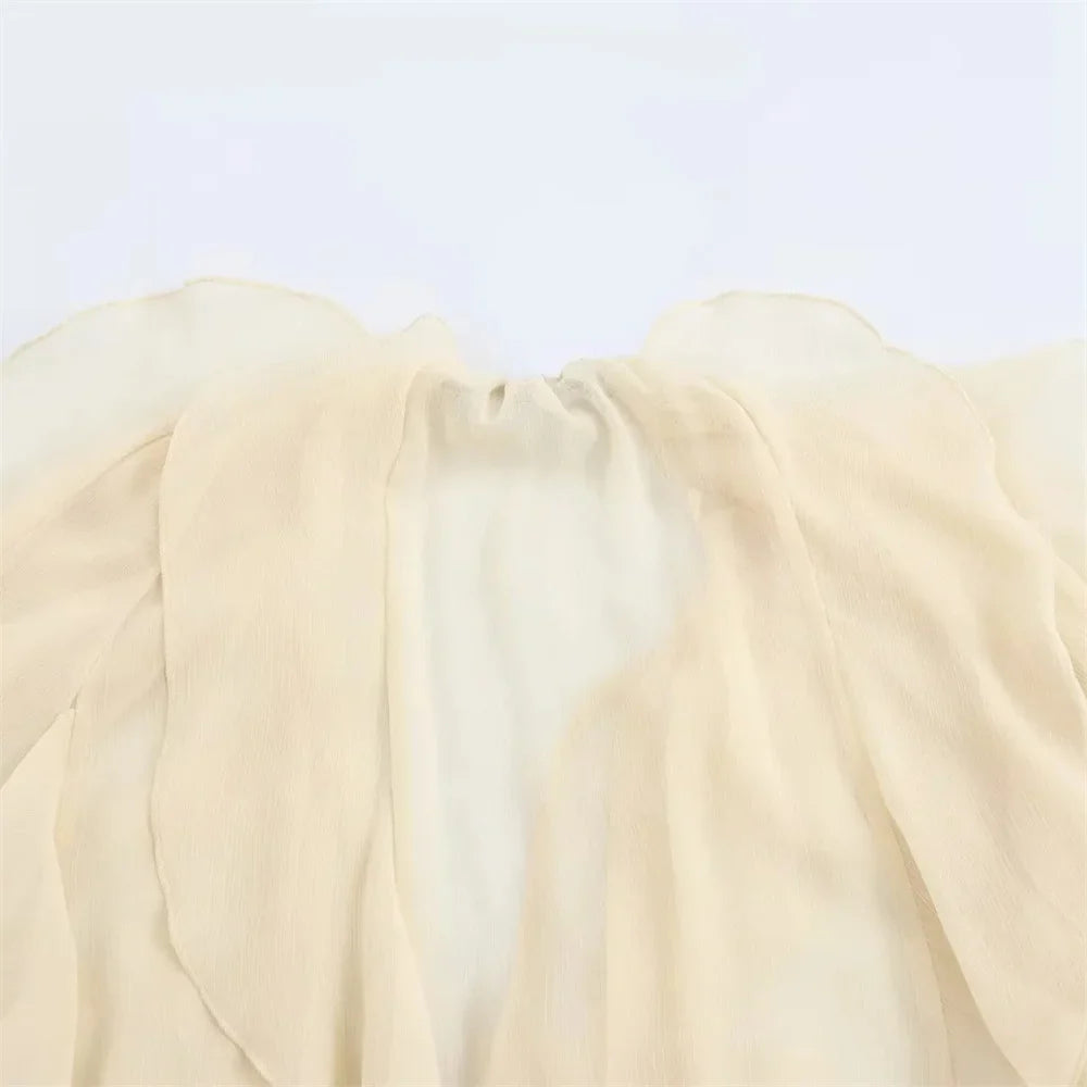 Women's Retro Loose V Neck Layered Casual Shirt Lightweight Temperament Blouse for Spring