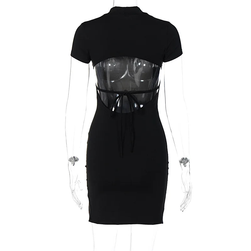 Backless Lace Up Bodycon Mini Dress For Women Clubwear