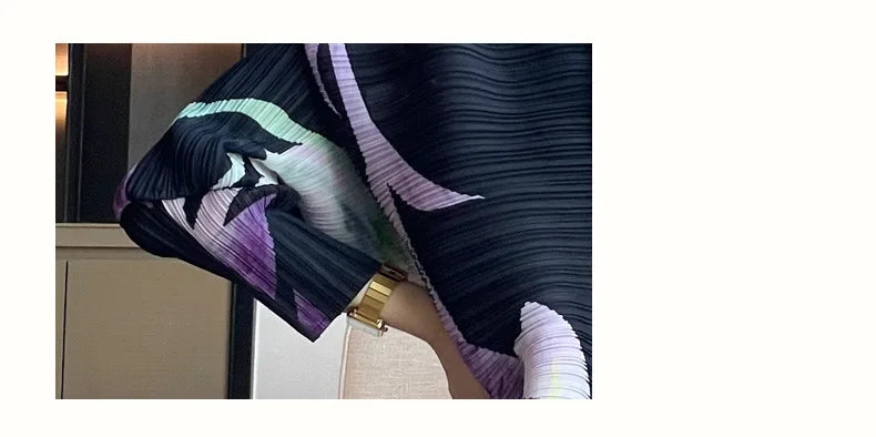 Printed Floral Midi Dress With Pleated Sleeves And Lapel