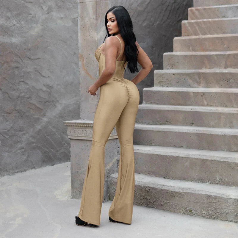 V-Neck Strapless Hollow Out One-Piece Jumpsuit Tight Fit Sporty Fitness Bodysuit for Buttock and Abdomen Lifting