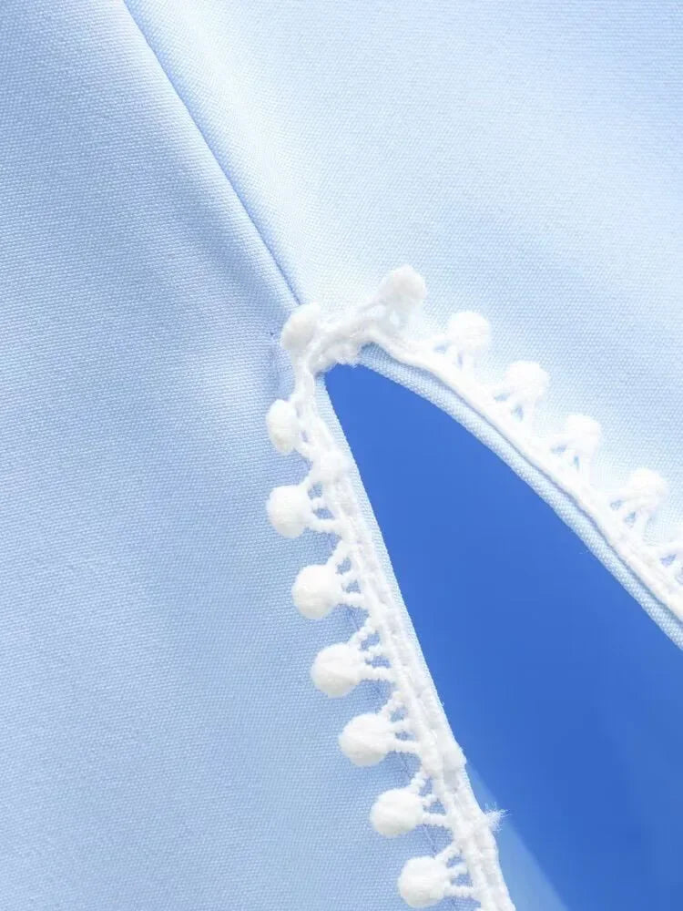 Green Embroidery Shirt Dress With Cuffed Sleeves Split Hem