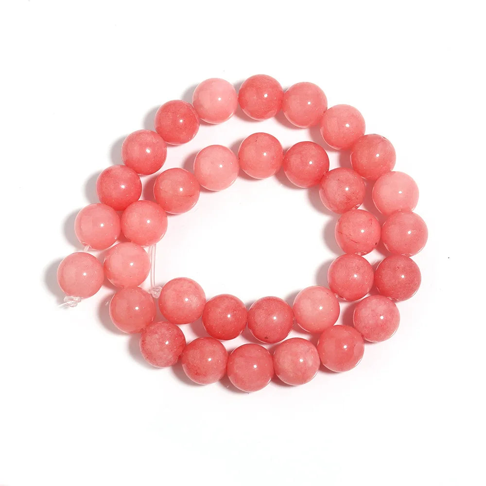 Natural Pink Chalcedony Stone Beads for Jewelry Making DIY Bracelet and Necklace Accessories