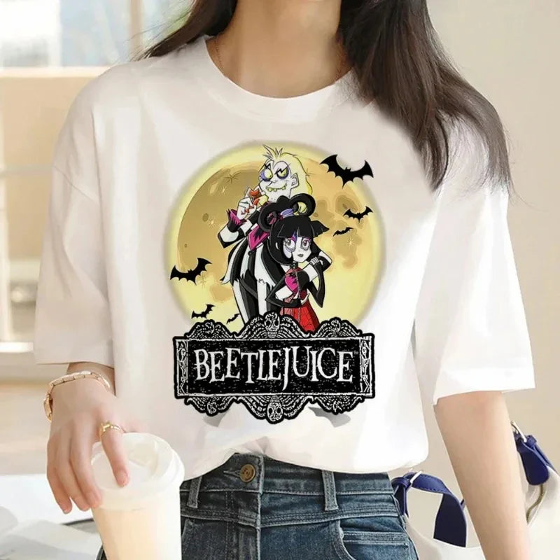 Women Cartoon Beet Juice Graphic T-Shirt Aesthetic Classic Horror Movie Retro Design
