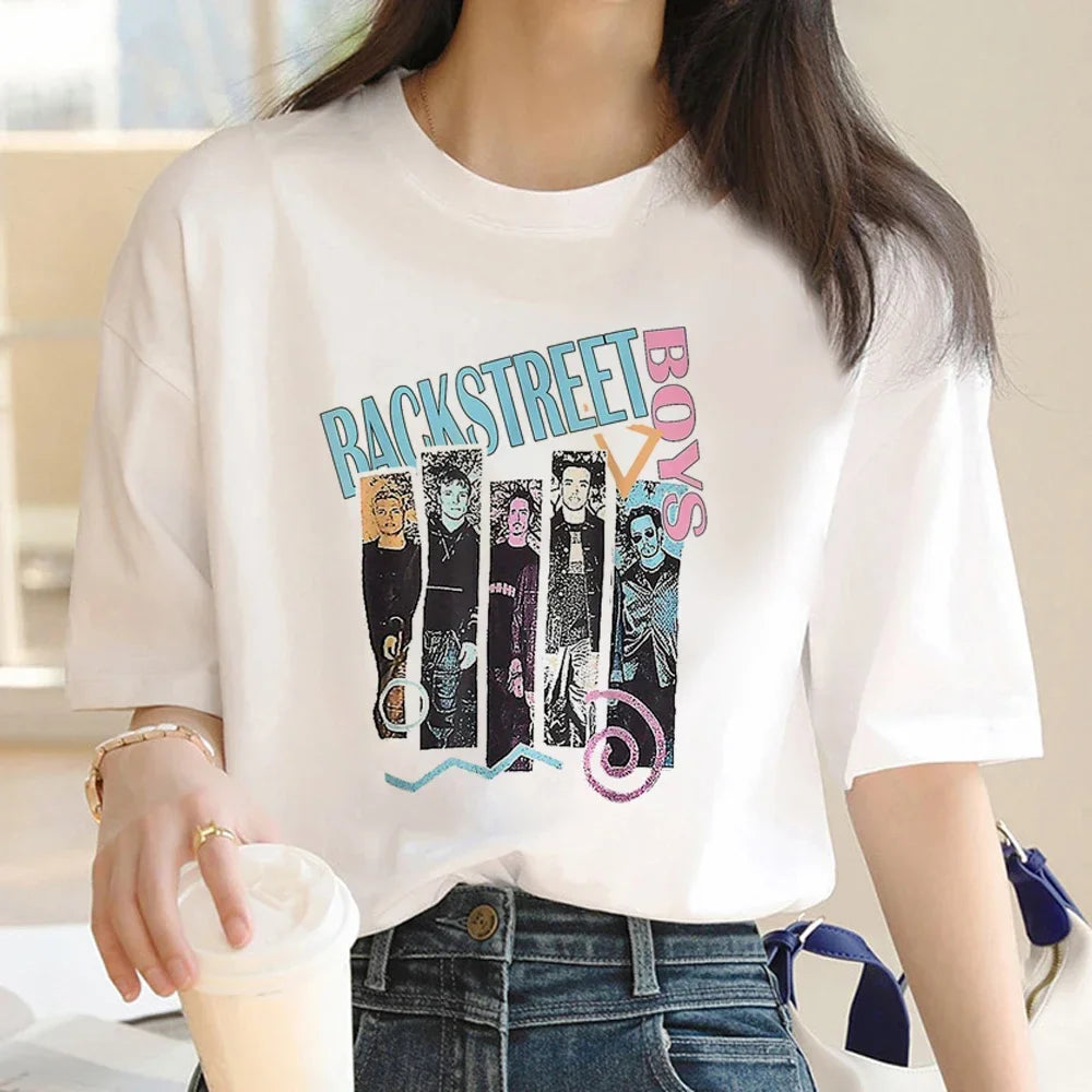 Backstreet Boys DNA Tour Summer Top T-Shirt for Women Funny Japanese Grunge Couple Shirt