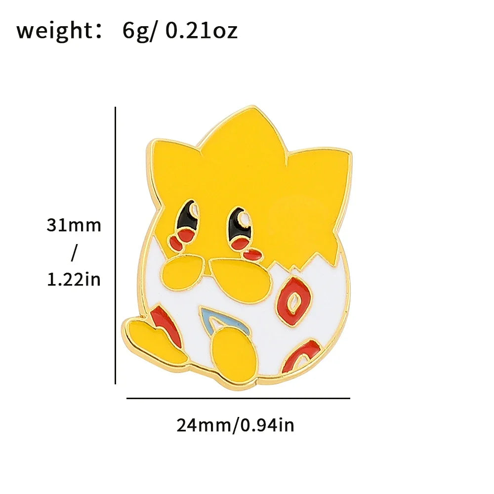 Creative 4 Piece Enamel Brooch Set Featuring Cute Game Console Pikachu Togepi and Charmander Pins for Wallet Backpack and Clothing