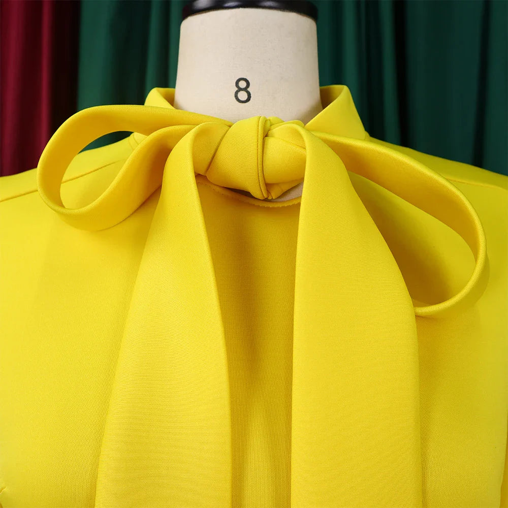 Elegant A Line Midi Dress With Bow Collar For Party