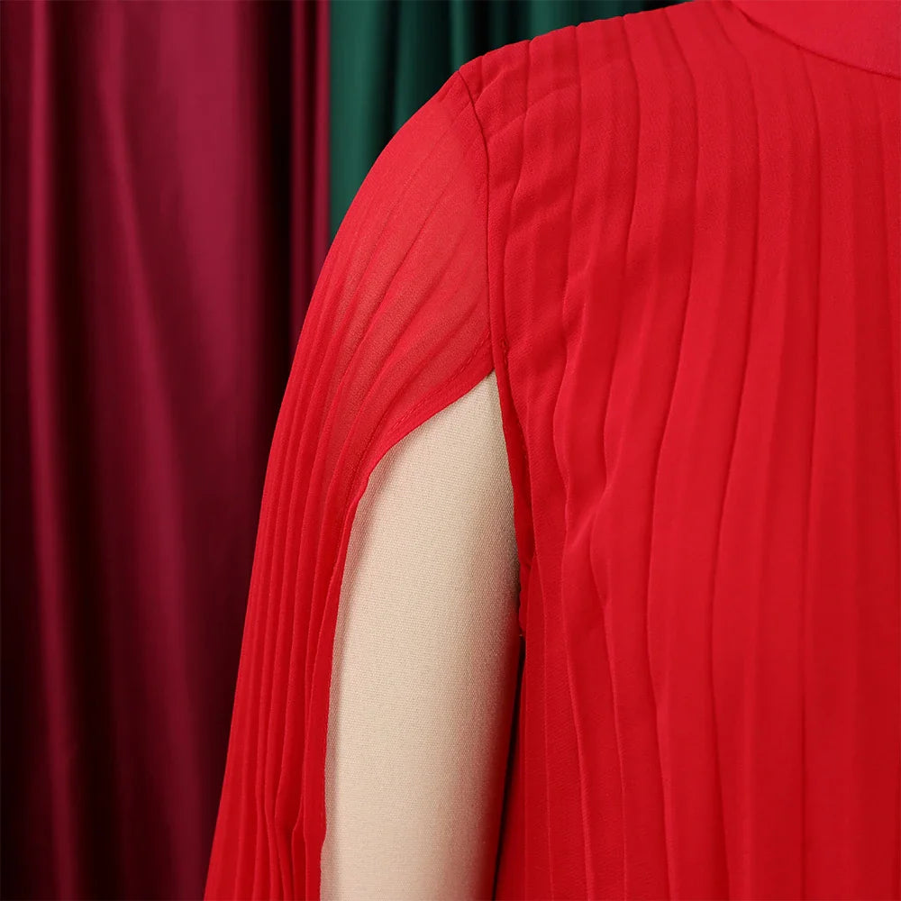 Elegant Chiffon Dress For Women Batwing Sleeve Knee Length