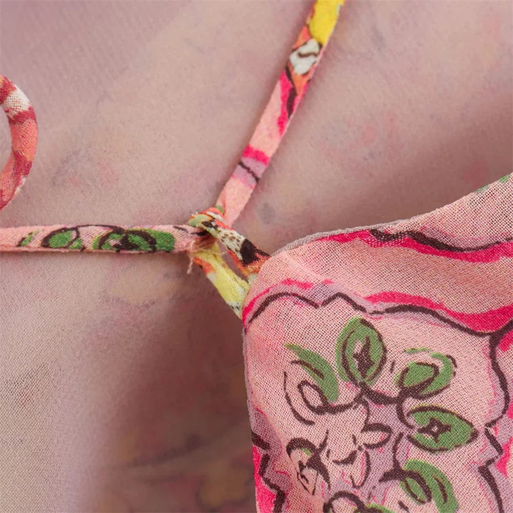 Backless Patchwork Printed Summer Dress For Women Slim Fit