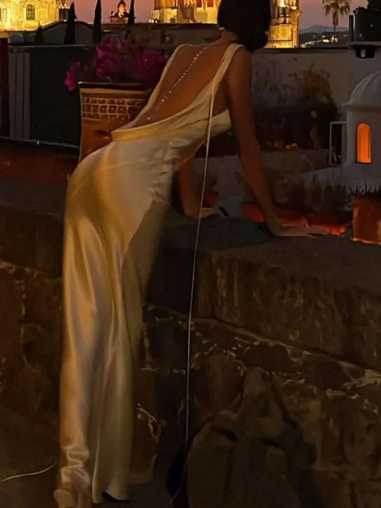 Backless Maxi Dress Women V Neck Lace Up Bodycon Clubwear