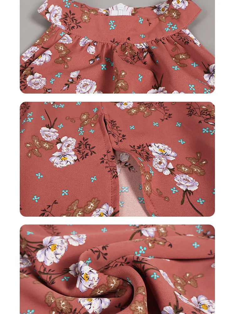 Floral Sleeveless Sundress For Beach And Summer Casual