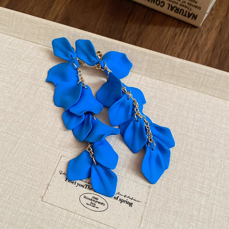 Stylish Multicolored Flower Earrings for Women Delicate Petal Tassel Stud Earrings Perfect for Everyday and Party Accessories