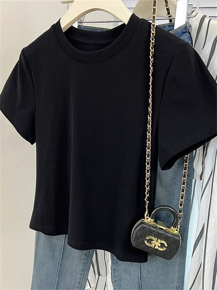 Oversized Cotton T-Shirt for Women, Short Sleeve Spring Tee with Trendy Print, Casual Y2K Style Top