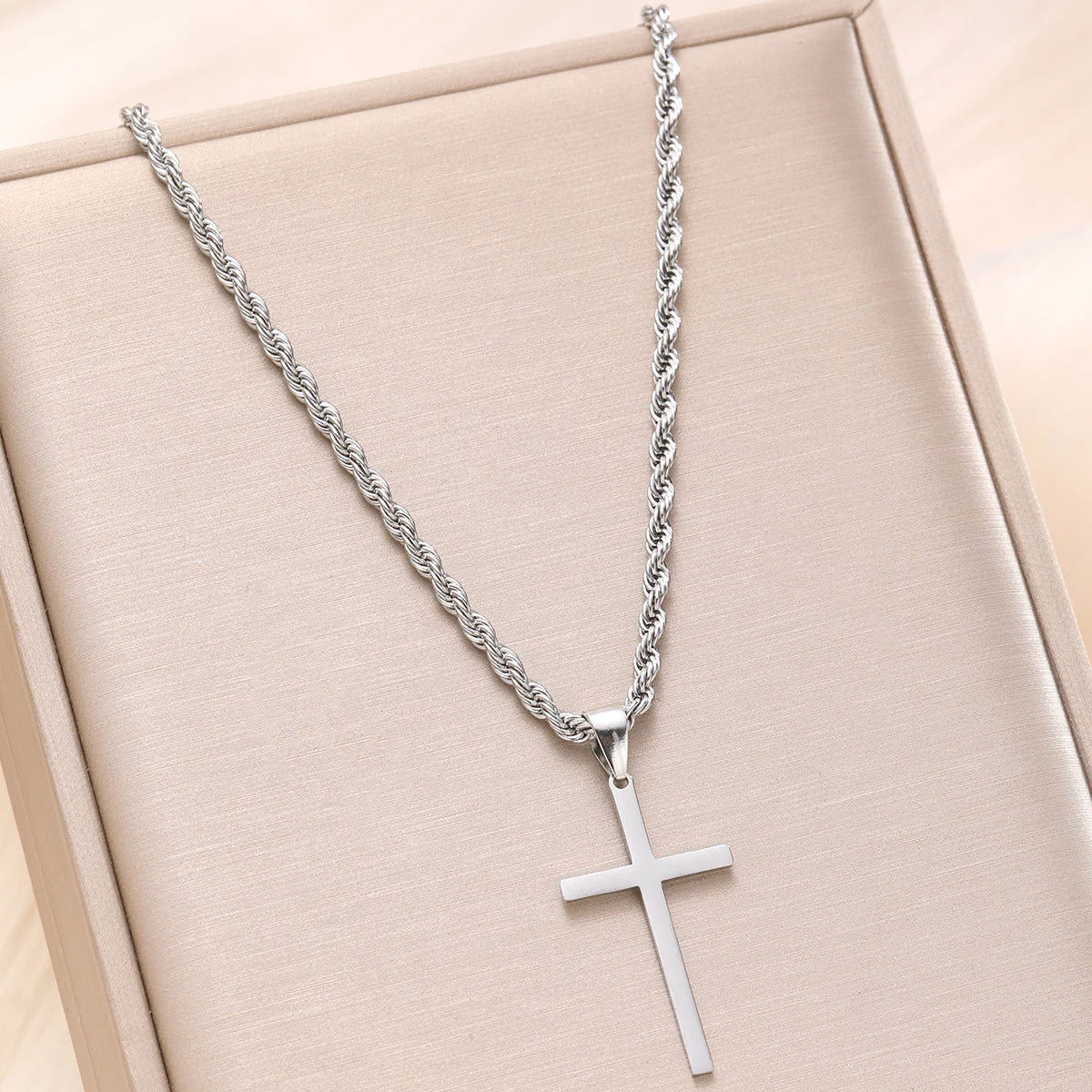 Stainless Steel Cross Pendant Necklace for Men and Women Minimalist Gold Color Jewelry Choker Gift