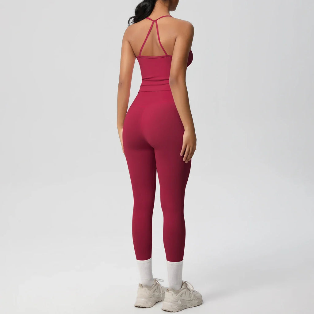 2PCS Nude Feeling Women's Yoga Set with Sports Bra and Leggings for Gym Fitness and Running