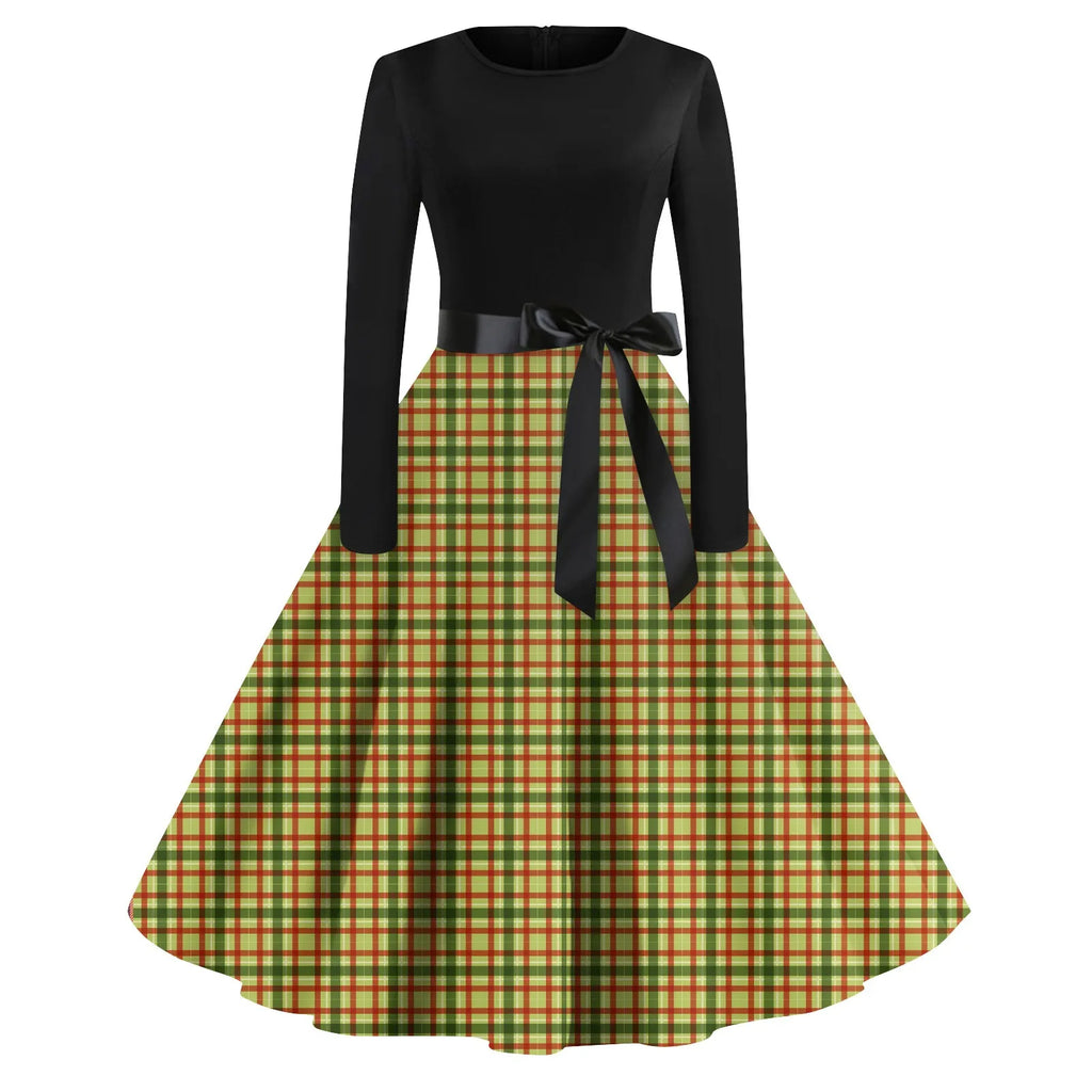 Winter Vintage Christmas Dress Women Long Sleeve 50s 60s