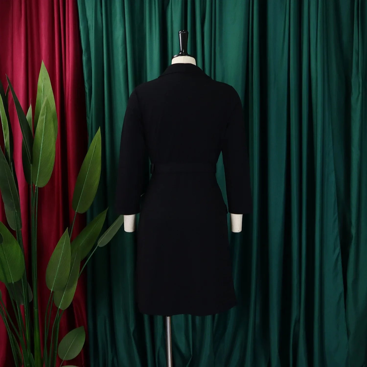 Elegant Blazer Dress For Women Notched Collar Full Sleeve