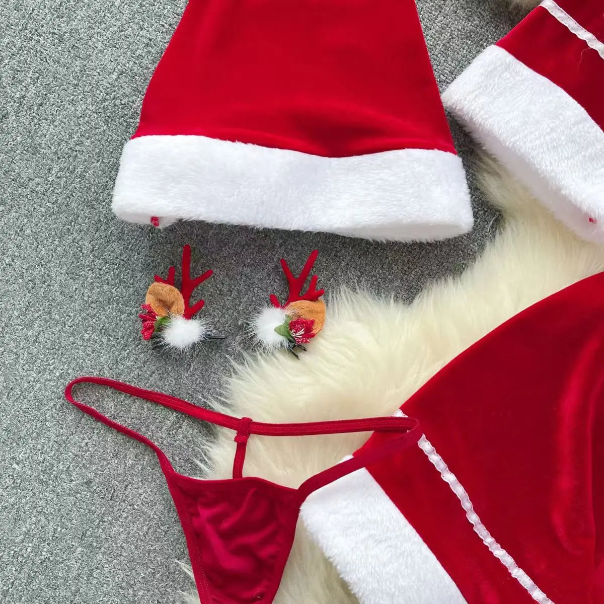 Sexy Christmas Cosplay Dress Red Halter Neck Mini Costume